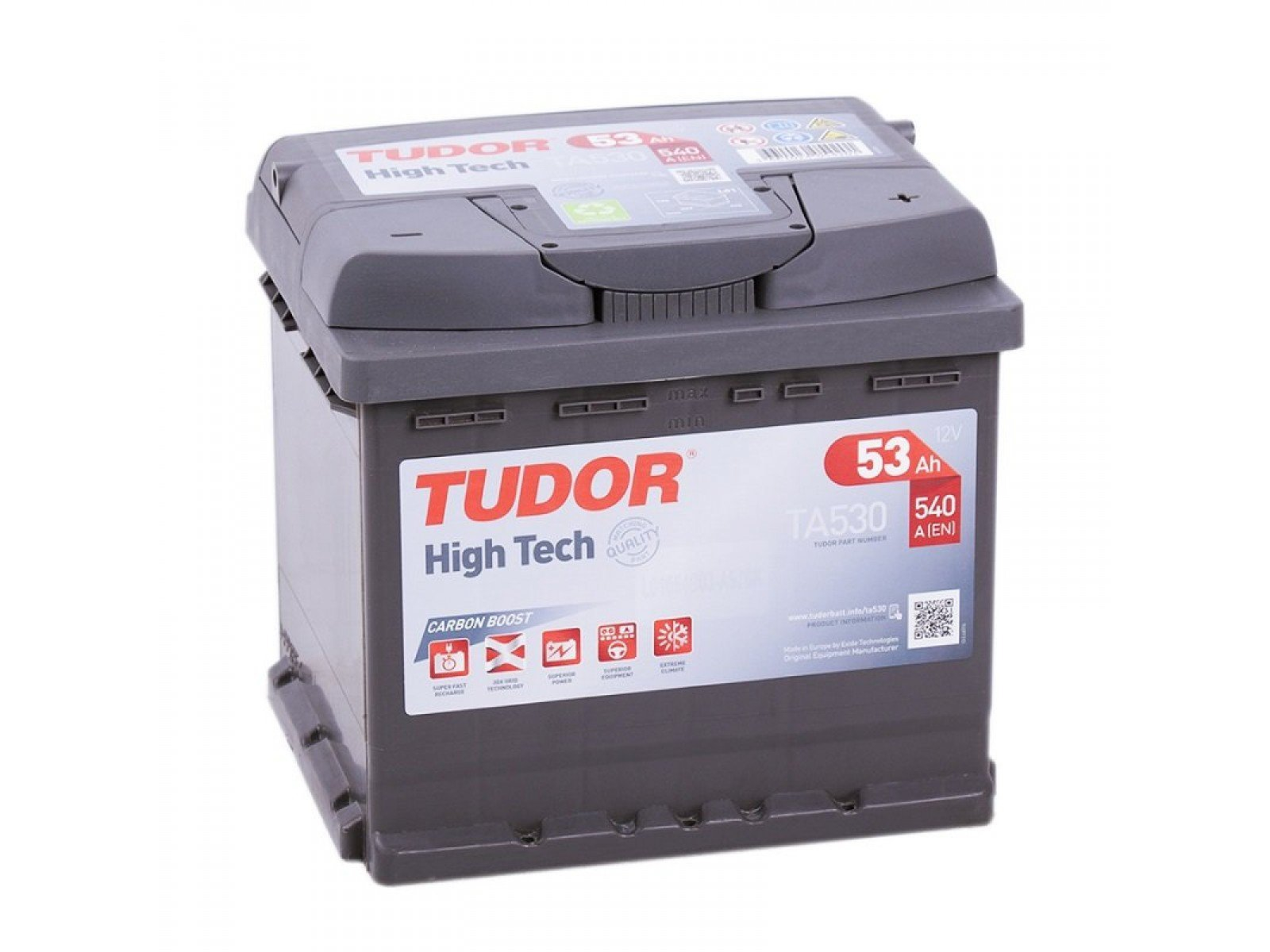Аккумулятор Tudor High Tech TA530 (53 А/ч), 540A R+