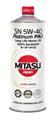 Моторное масло MITASU PLATINUM PAO SN 5W-40, 1л