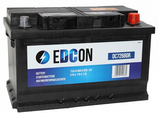 Аккумулятор Edcon (72 A/h), 680A R+ (DC72680R)