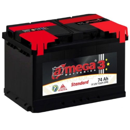 Аккумулятор A-mega Standard 6СТ-74 (74 A/h), 720A R+