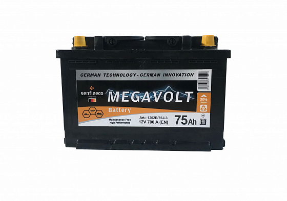 Аккумулятор Senfineco Megavolt 12V L+ (75 А/h)