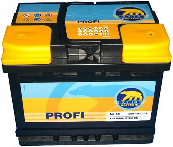 Аккумулятор Baren Profi (60 A/h), 510А R+ 7905683