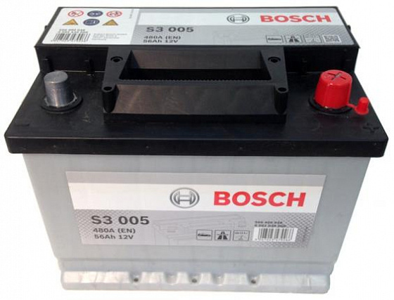 Аккумулятор Bosch S3 005 (56 A/h), 480А R+ (556 400 048)