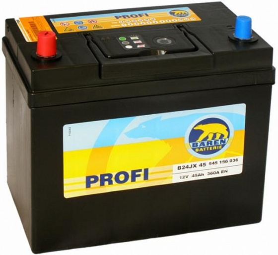 Аккумулятор Baren Profi JIS (45 A/h), 360А L+ 7905677 тонкие клеммы