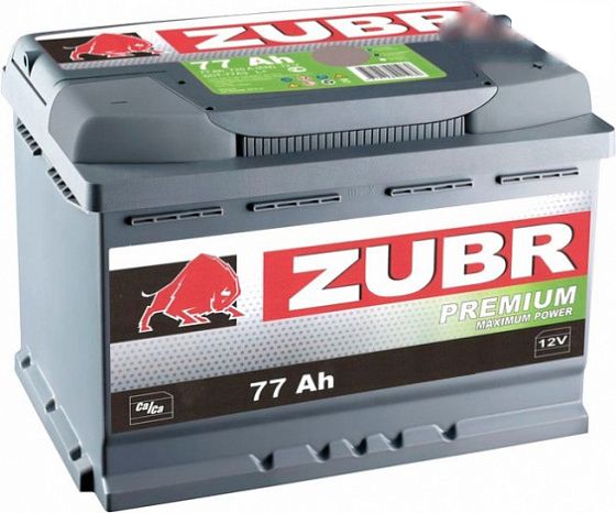 Аккумулятор Zubr Premium (77 A/h), 730А R+ низ.
