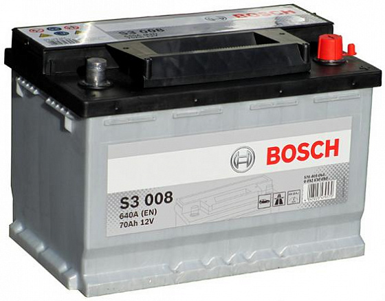 Аккумулятор Bosch S3 008 (70 А/h), 640A R+ (570 409 064)