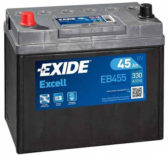 Аккумулятор Exide Excell EB455 (45 A/h), 330A L+ JIS