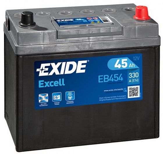 Аккумулятор Exide Excell EB454 (45 A/h), 330A R+ JIS