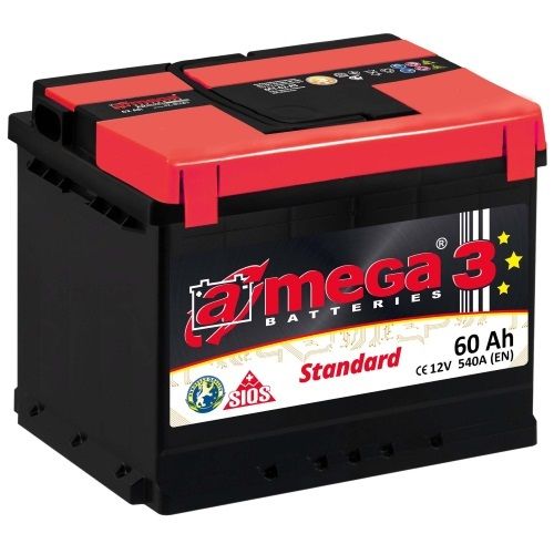 Аккумулятор A-mega Standard 6СТ-60 (60 A/h), 540A L+