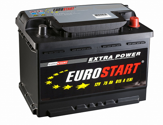 Аккумулятор Eurostart Extra Power (75 A/h), 615А L+