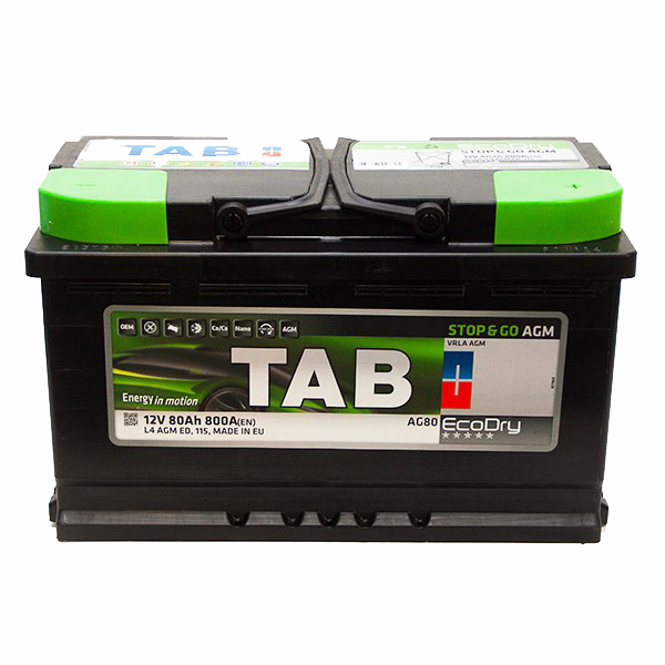 Аккумулятор TAB EcoDry Stop & Go AGM (80 A/h), 800А R+